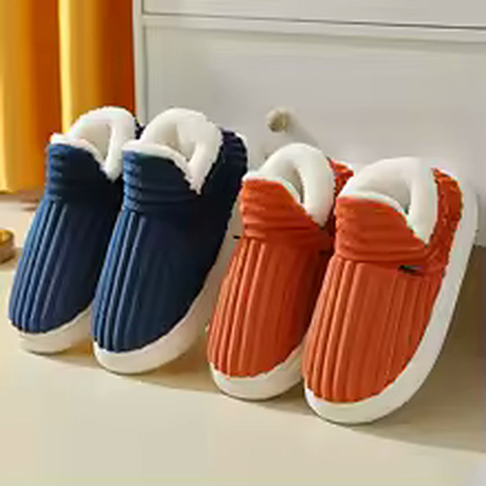 Deux paires de Chaussons Guimauve, bleu marine et rouge